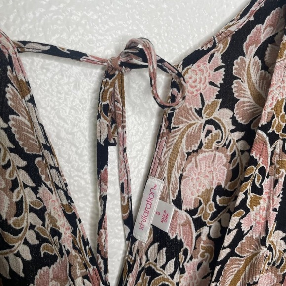 Xhilaration Pink Floral Paisley Maxi Dress Faux Wrap Ruffle Sleeve Boho Small - Picture 3 of 14